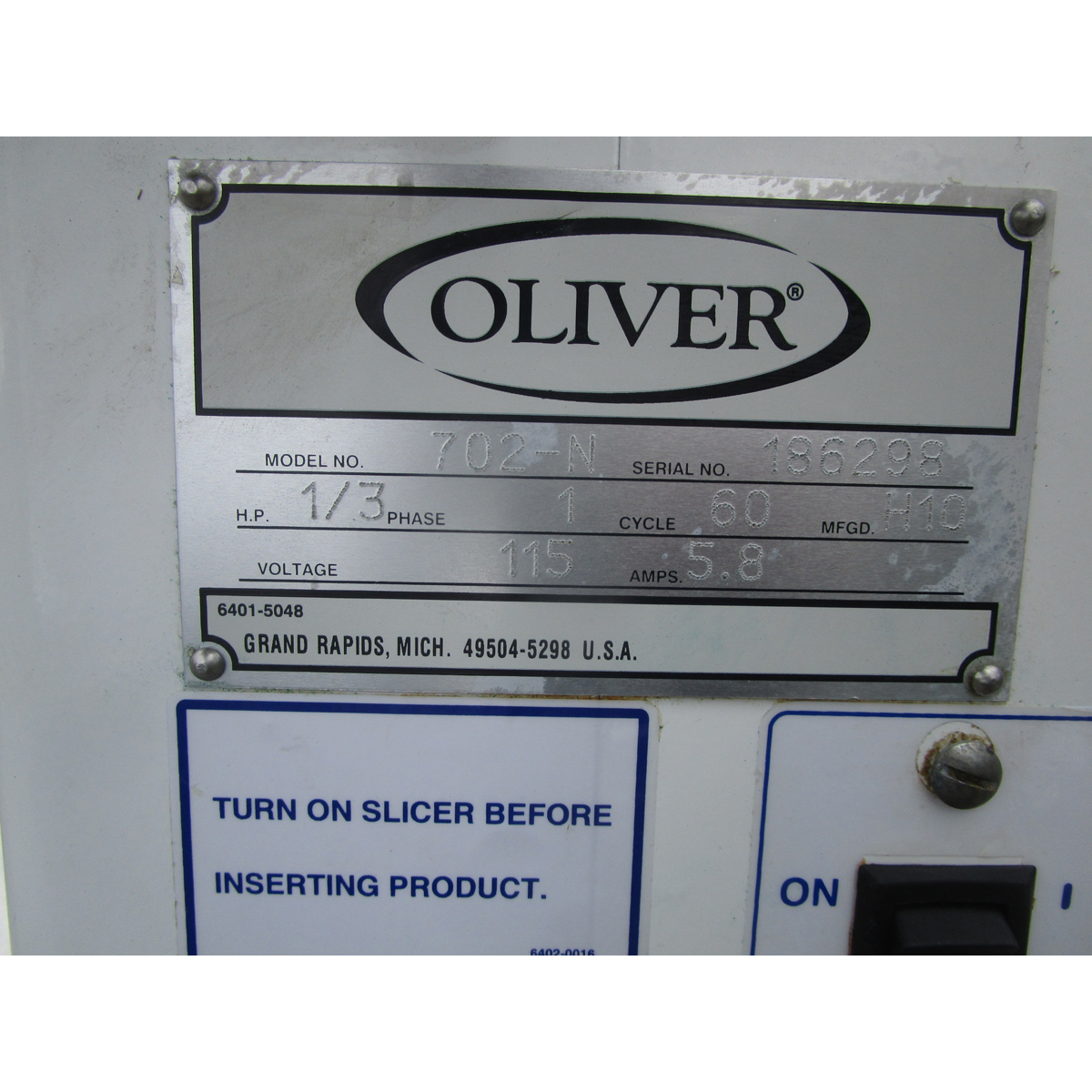 Oliver 702N Bagel Slicer with Return Slide, Used Very Good Condition image 2
