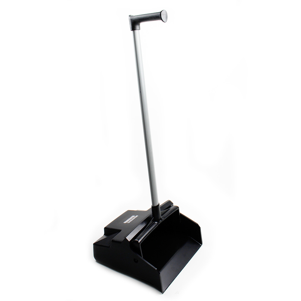 Impact 2602HS LobbyMaster Plastic Lobby Dustpan, 12" Wide, 32" High, Black Pan/White Handle image 1