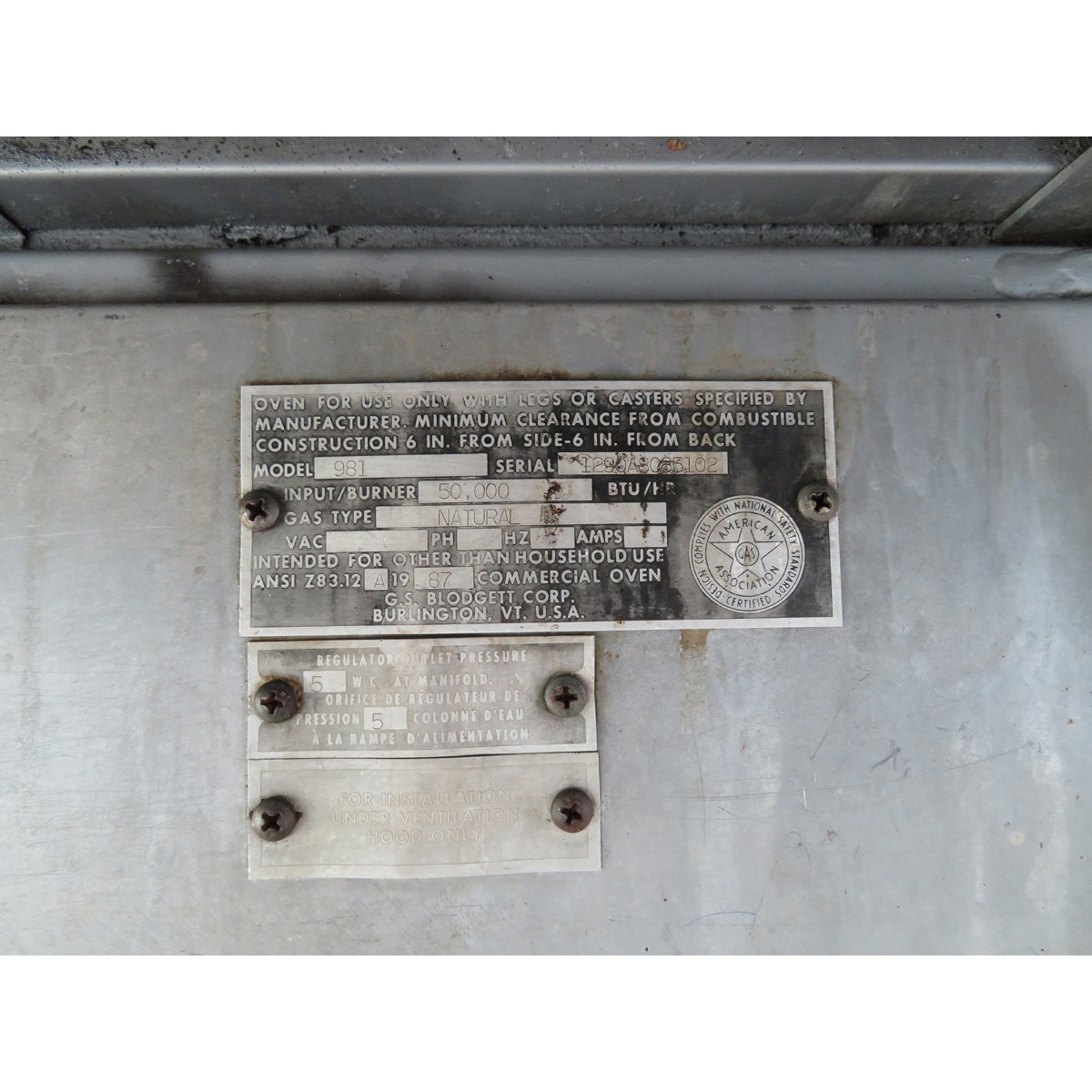 Blodgett 981/966 Double Deck Natural Gas Oven, Used Very Good Condition