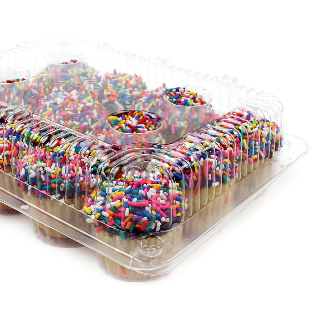 Hinged Clear Plastic Container for 12 Mini Muffins, Pack of 5 image 1