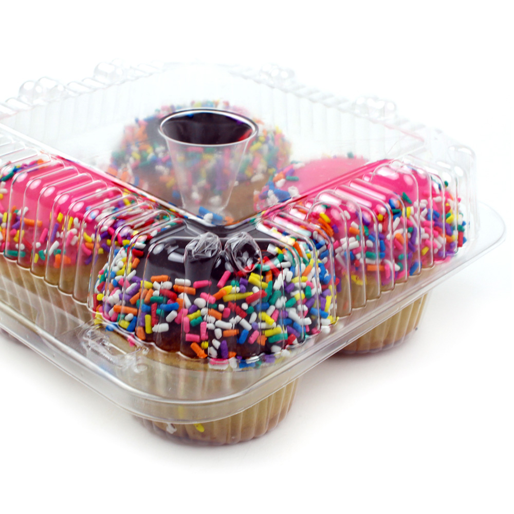 Hinged Clear Plastic Container for 4 Muffins, Case of 250 image 2