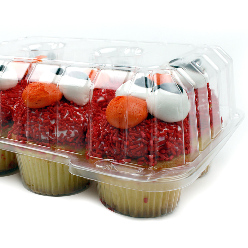 Hinged Clear Plastic Container for 6 Muffins, Pack of 5 image 2