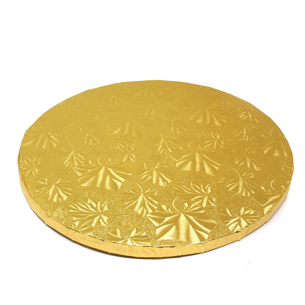 Round Gold Foil Cake Drum Board, 10" x 1/2" High, Pack of 6  image 1