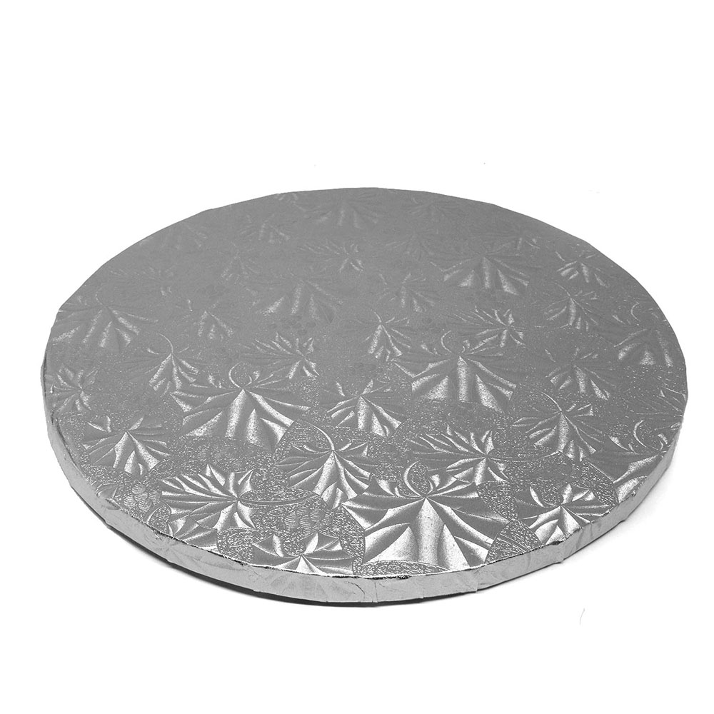 Round Silver Cake Drum Board, 16" x 1/2" High, Pack of 6  image 1