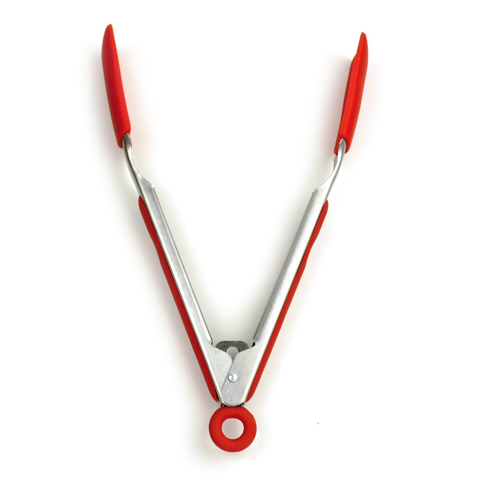 RSVP International Endurance Square Tip Silicone 9" Tongs, Red  image 1