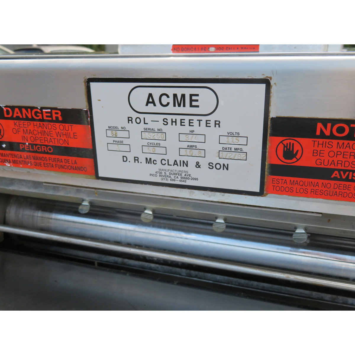 Acme 88 Commercial Bakery Dough Sheeter Roller Molder, Used Great Condition image 1