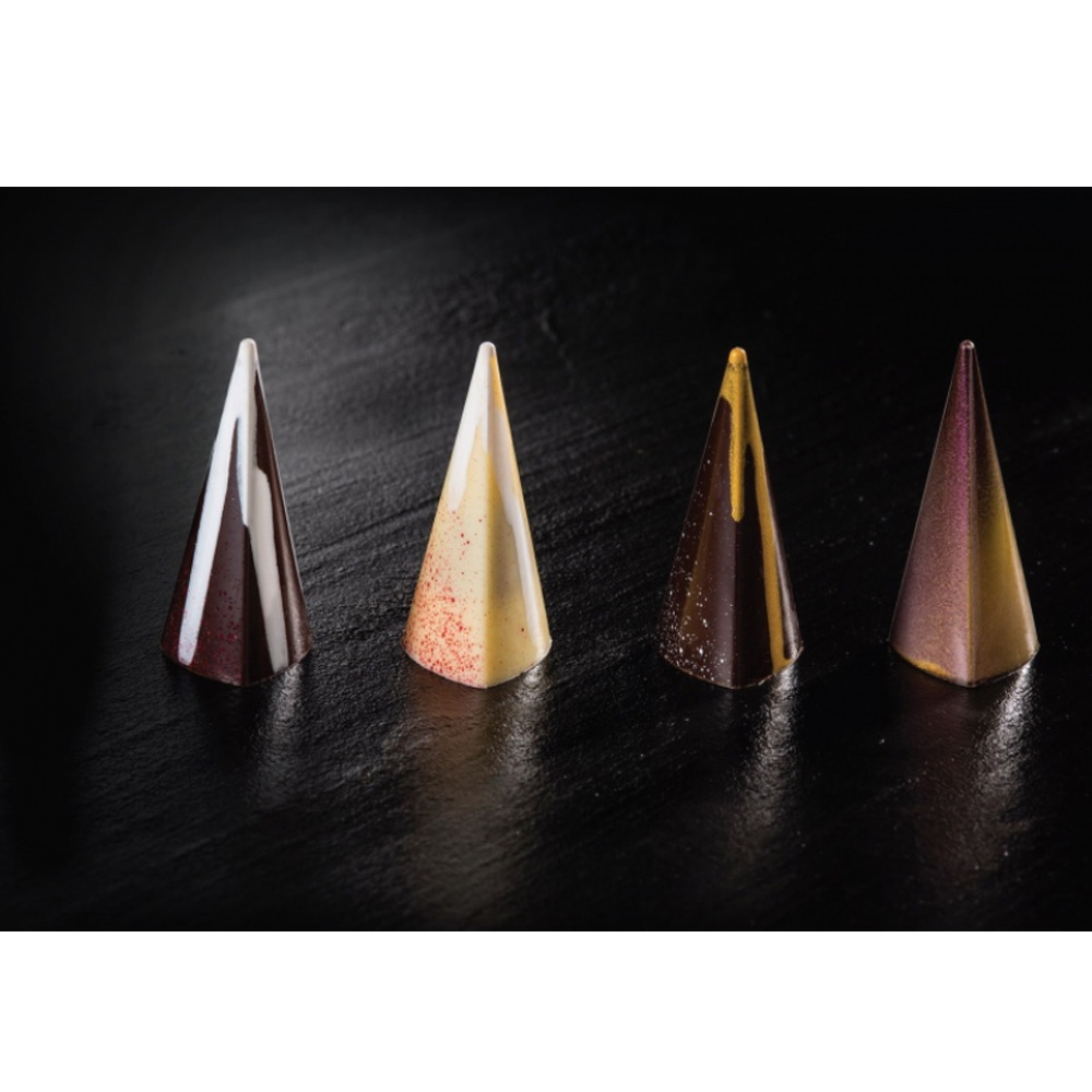 Martellato Clear Polycarbonate Chocolate Mold, Triangular Pyramid Praline, 28 Cavities image 2
