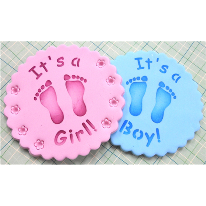 Designer Stencils C981 Script It's a Boy/Girl Cookie Top 3" image 1