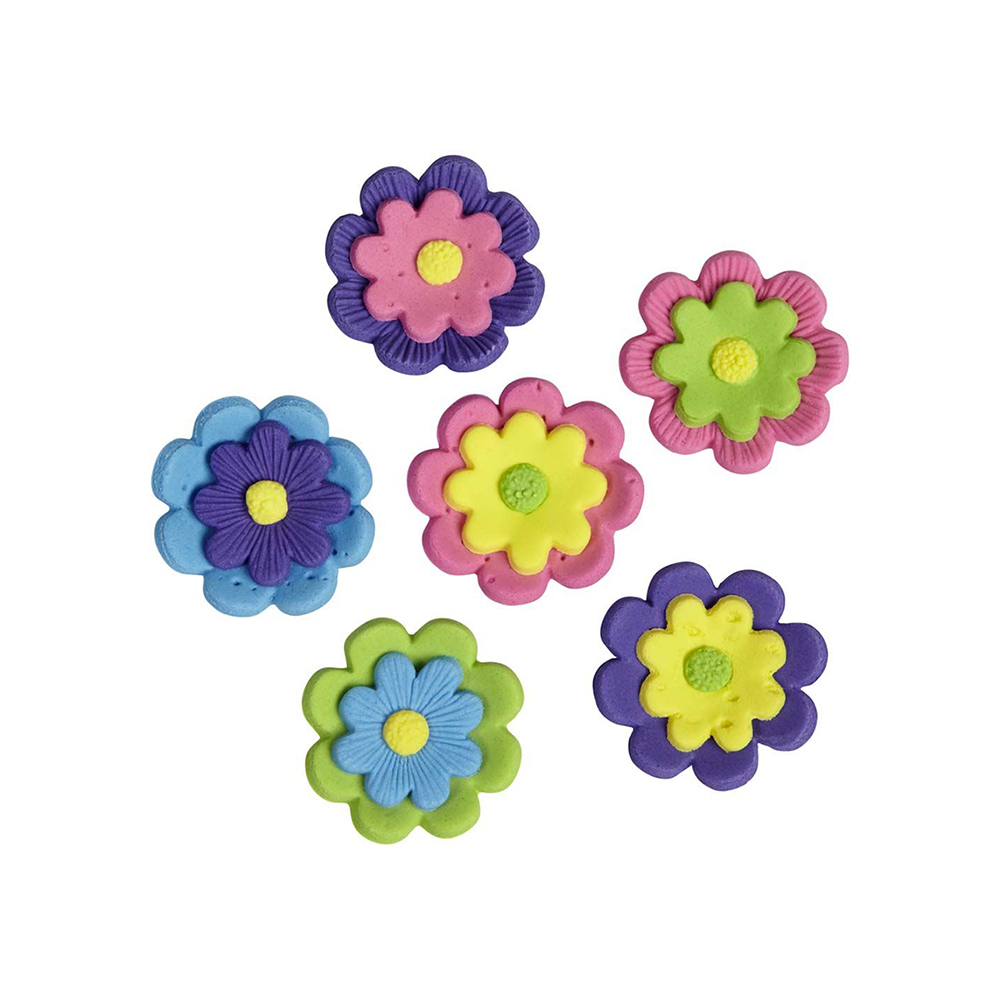Wilton 7101494 Bright Multicolor Mini Flower Royal Icing Decorations