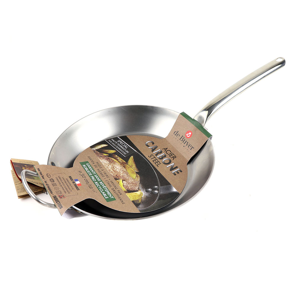 DeBuyer "Carbone Plus" Steel Frying Pan with Stainless Steel Tube Handle, 32 Cm (12.5") image 1