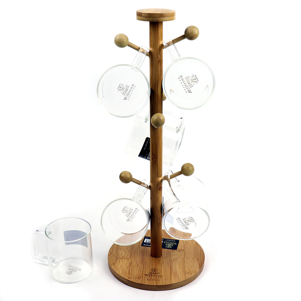 Wilmax WL-771016/A Natural Bamboo Stand 15.25" x 6" (39 x 15.5 Cm) with 6 Pegs image 2