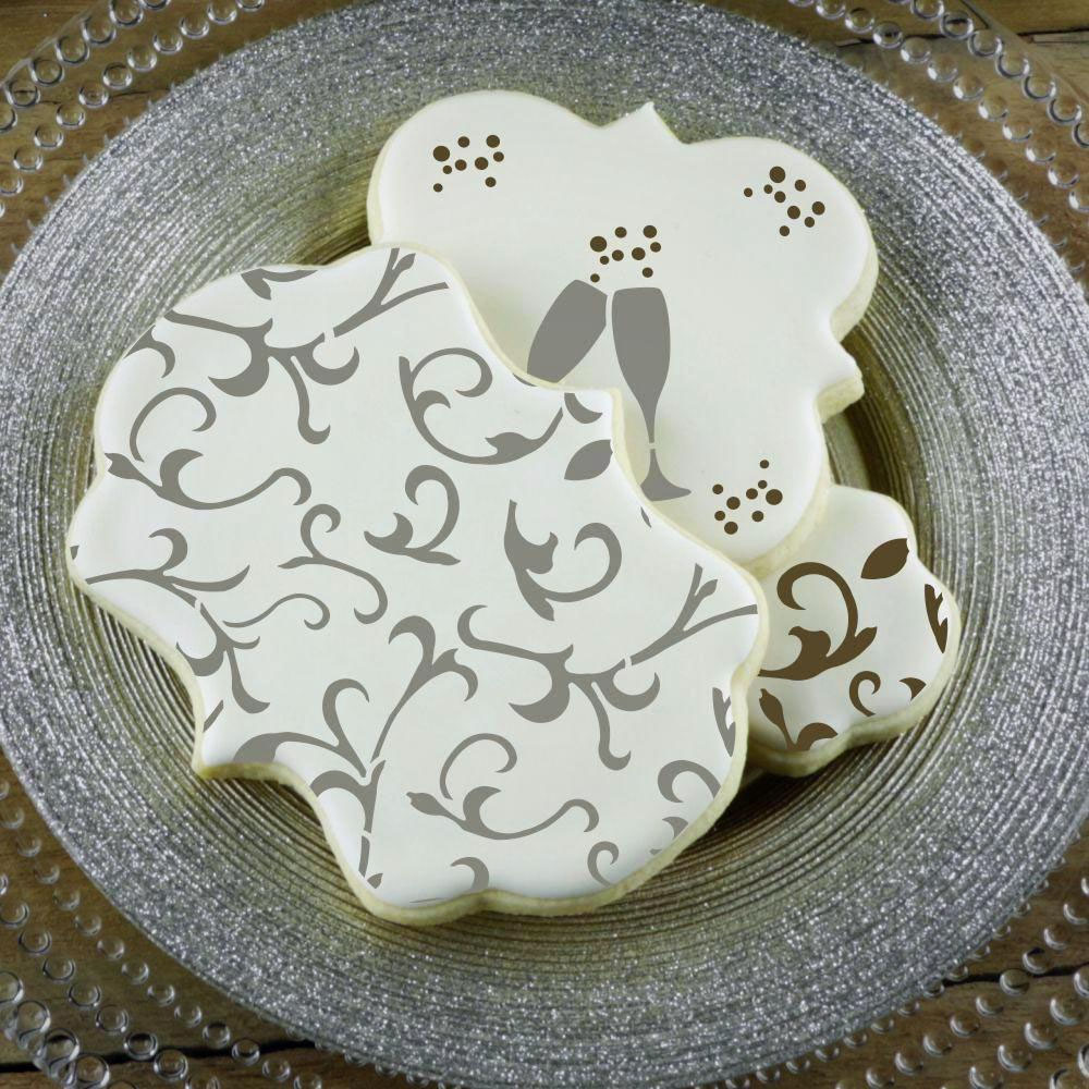 Confection Couture Scroll Background Cookie Stencil image 1