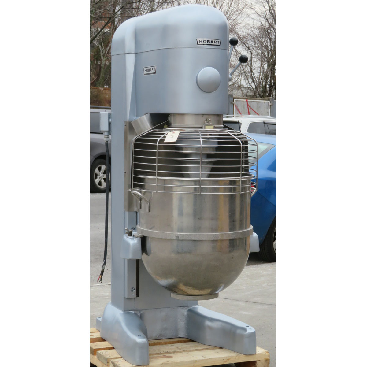 Hobart 140 Quart V1401 Mixer with Bowl and Chute on Splash Guard, Used Great Condition image 2