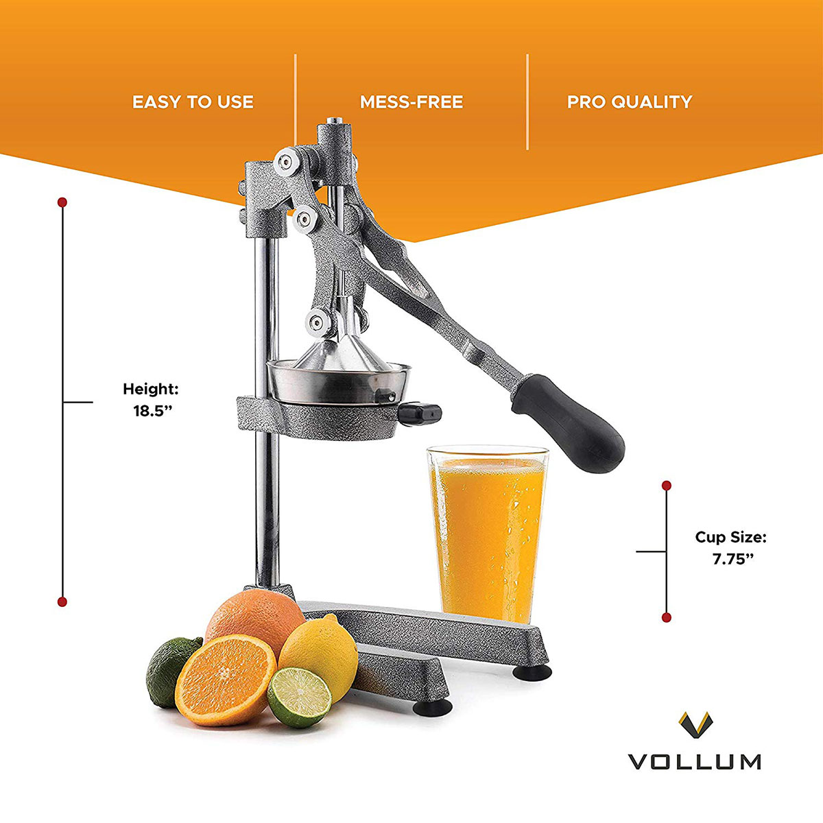 Vollum Manual Stainless Steel Extra Large Fruit Juicer image 1