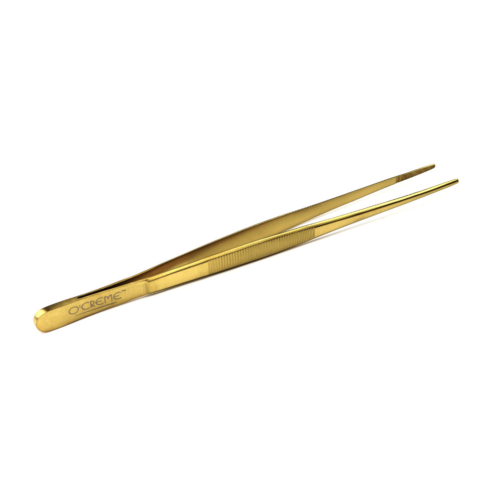 O'Creme Gold Stainless Steel Straight Tip Tweezers, 10"  image 1