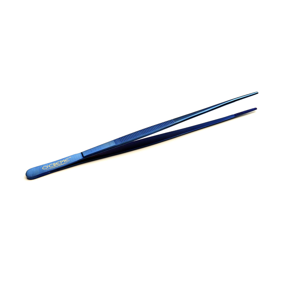 O'Creme Blue Stainless Steel Straight Tip Tweezers, 10"   image 2