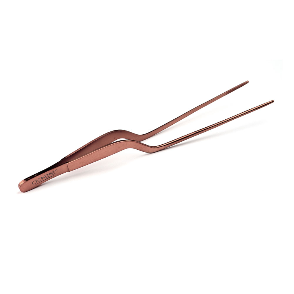 O'Creme Rose Gold Stainless Steel Fine Tip Offset Tweezers, 8"  image 1