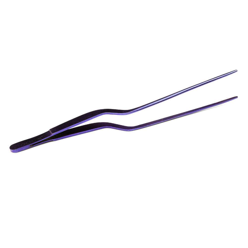 O'Creme Purple Stainless Steel Fine Tip Offset Tweezers, 8"  image 2