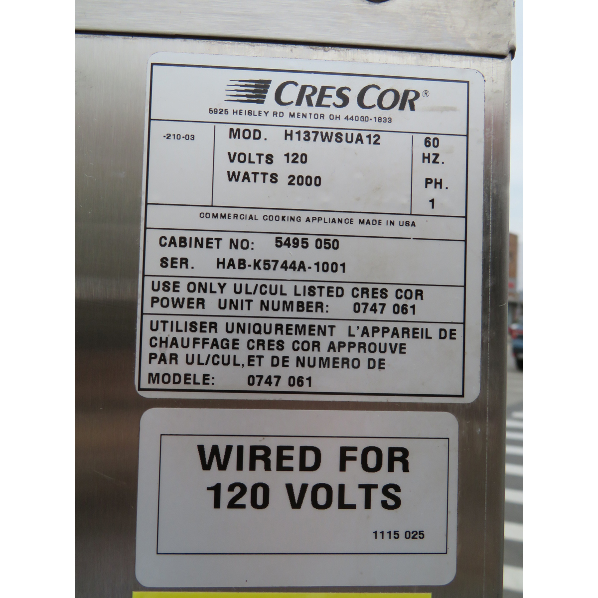 Cres Cor H137WSUA12 Insulated Holding Cabinet Warmer, Used Good Condition image 5