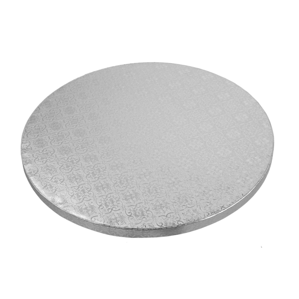 O'Creme Round Silver Cake Drum Board, 18" x 1/2" High, Pack of 5 image 1