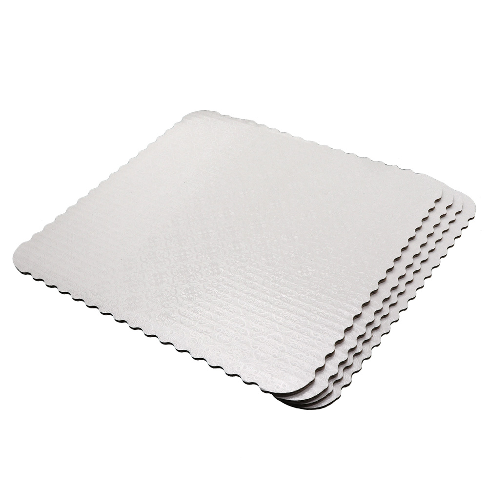 O'Creme White Scalloped Corrugated Square Cake Board, 12", Pack of 10 image 2