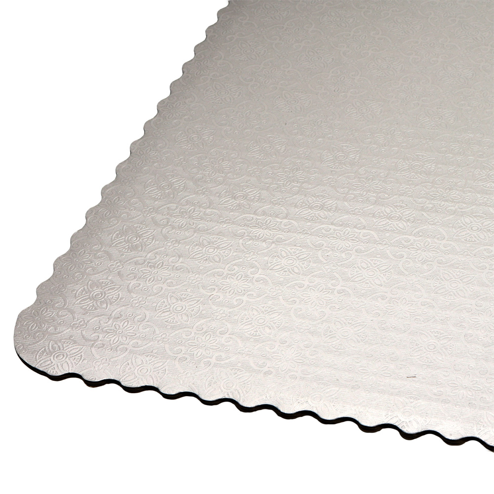 O'Creme White Scalloped Corrugated Square Cake Board, 12", Pack of 10 image 3
