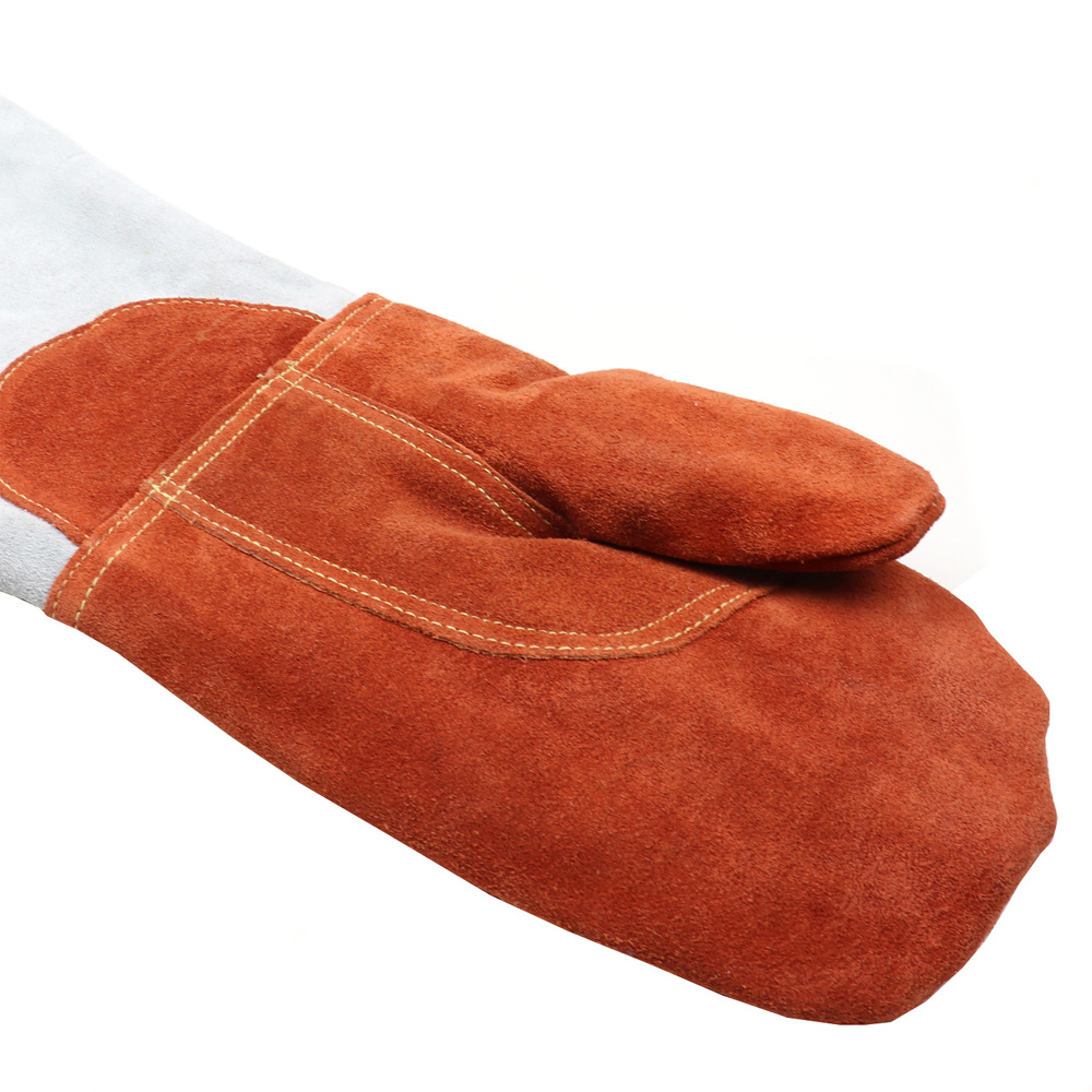 Vollum High Heat Leather Oven Mitts, Orange, 16" image 1