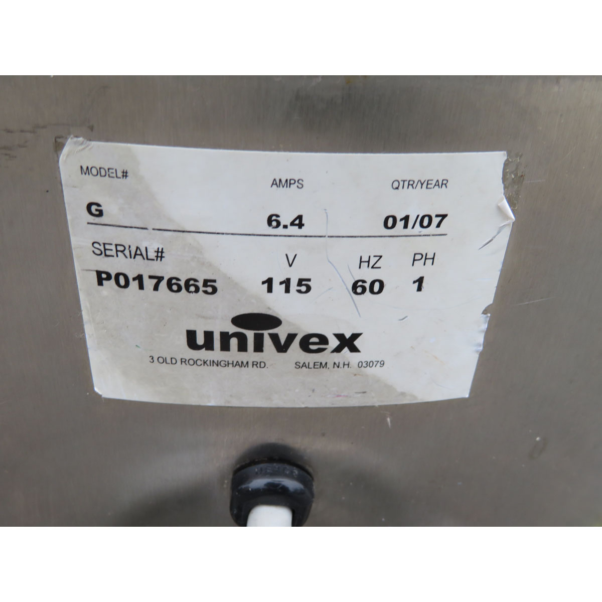 Univex G Peeler, Used Excellent Condition image 2