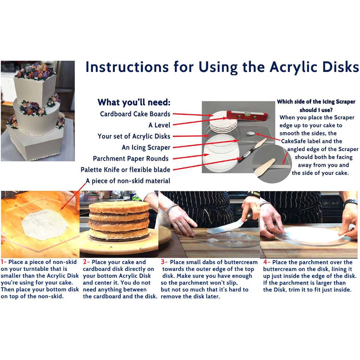 CakeSafe Round Acrylic Disc Basic Kit, .5" with Center Holes, 4.5", 6.5", 8.5"  image 2