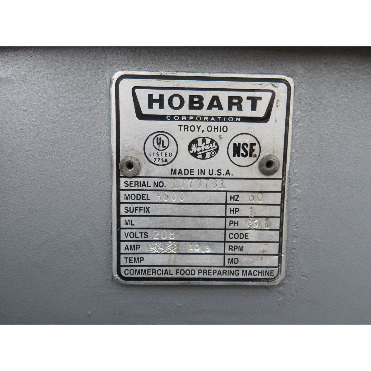 Hobart 60 Quart H600 Mixer, Used Excellent Condition image 3