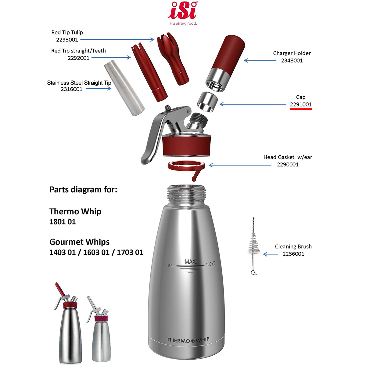 ISI 2291001 Cap for Gourmet and Thermo Whips image 1