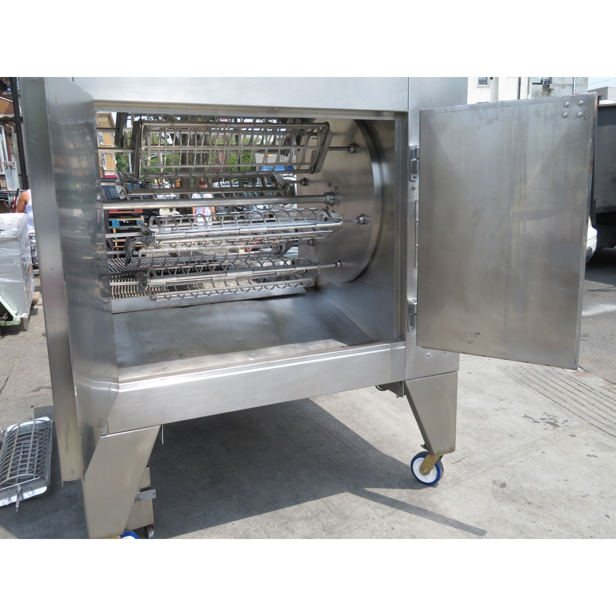 Woodstone MT. OLYMPUS WS-SFR-6-SB Stone Fired Rotisserie on Wheels with Cooking Grill, Used Excellent Condition image 8