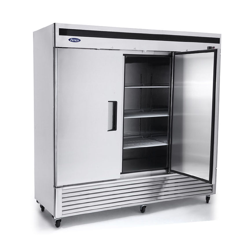 Atosa MBF8508GR 3 Section Reach-In Bottom Mount Refrigerator 81-7/8"W x 31-1/2"D x 83-1/8"H with 3 Locking Solid Doors image 1