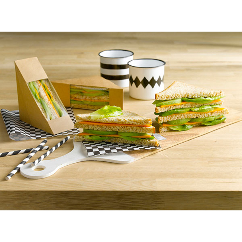 Packnwood Kraft Single Sandwich Box with Window, 4.8" x 1" x 4.8", Case of 500 image 1