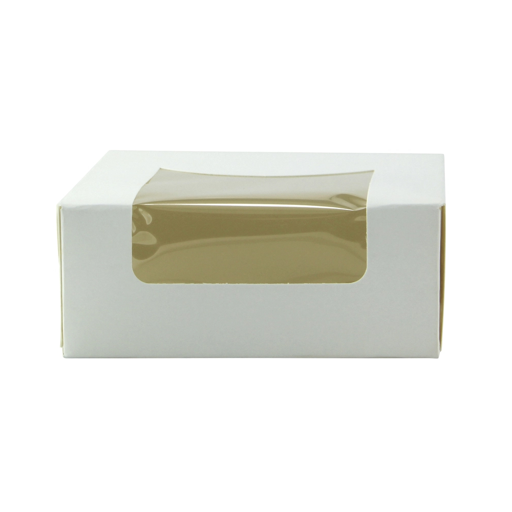 Packnwood White Pastry Box with Window, 4" x 4" x 1.6" - Case of 420 image 1