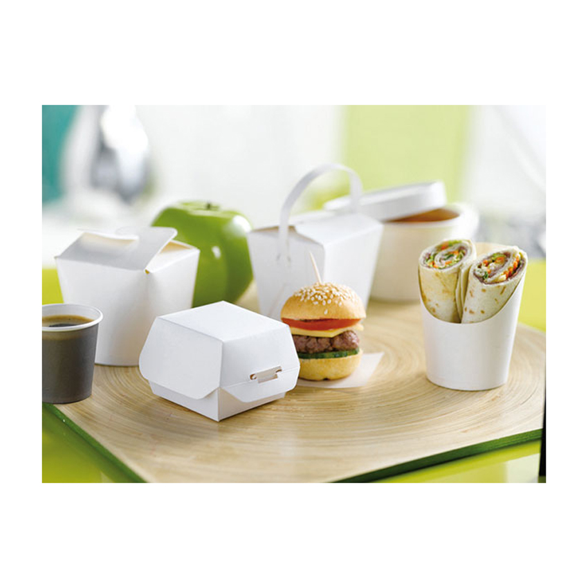 Packnwood Mini Noodle Box with Paper Handle, 8 oz, 2.6" x 2.8" x 2.8" H, Case of 500 image 1