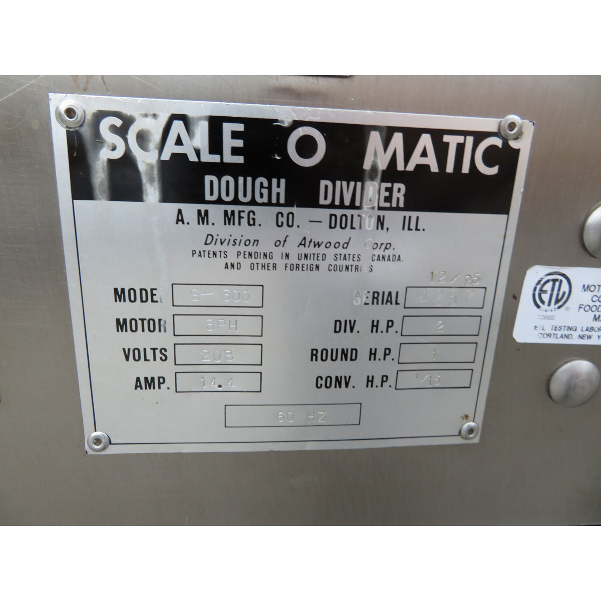 AM Manufacturing S300 Scale-O-Matic Dough Divider and Rounder, Used Great Condition image 8