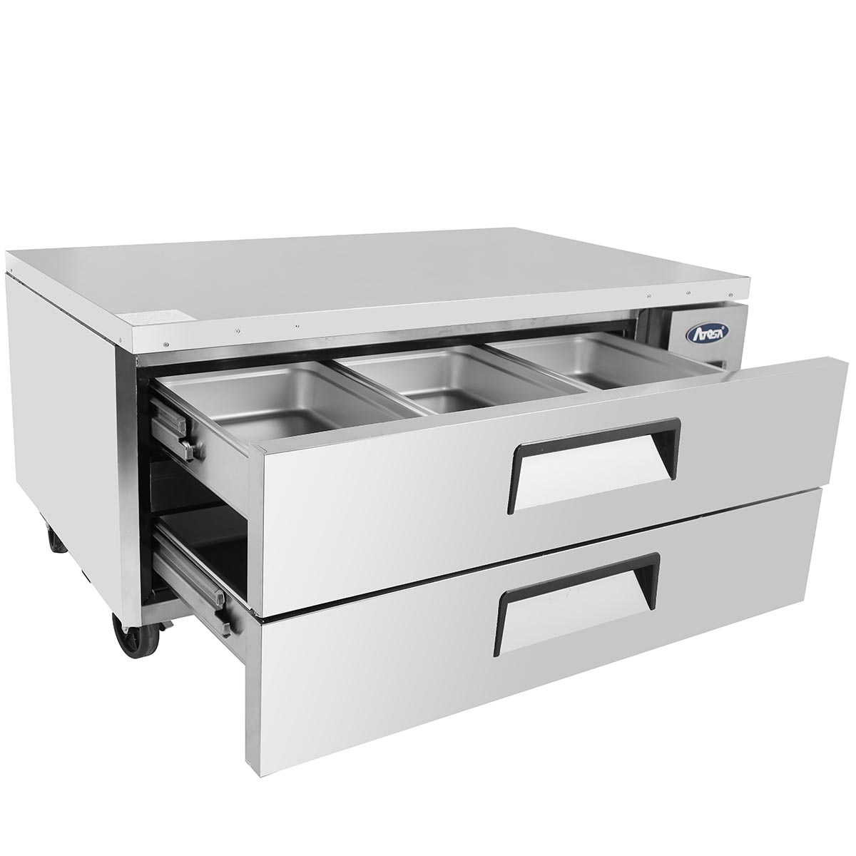 Atosa MGF8451GR One Section Side Mount Refrigerated Chef Base 52-1/16"W X 32-1/16"D X 26-19/32"H with 2 Drawers image 1