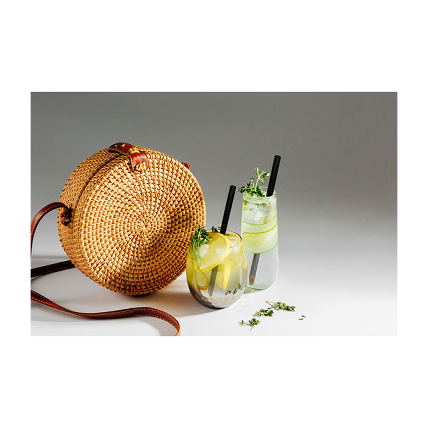Packnwood Durable & Reusable Black Cocktail Bamboo Straw, 5.7", Case of 100 image 1
