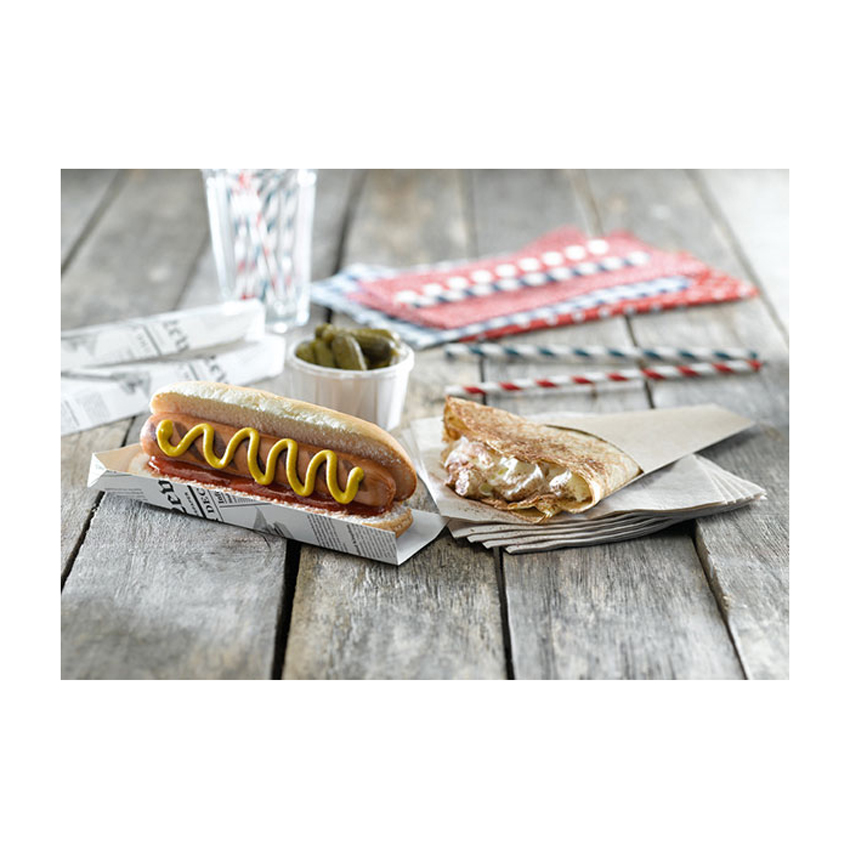 Packnwood Hot Dog Holder with Newspaper Print, 7" x 1.5" x 0.7" H, Case of 1000 image 1