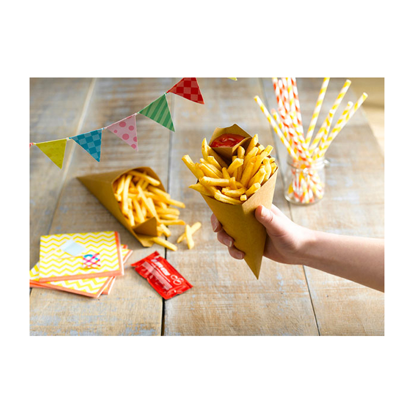 Packnwood Kraft Paper Cones with Dipping Sauce Compartment, 5 oz, 7.5" x 4.5" H, Case of 500 image 1