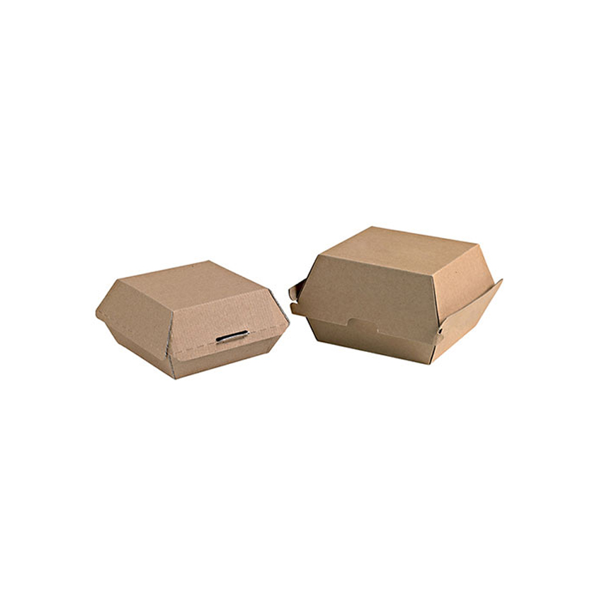 Packnwood Kraft Corrugated Clamshell Hamburger Take Out Box, 5.3" x 4.9" x 2.5" H, Case of 500 image 2