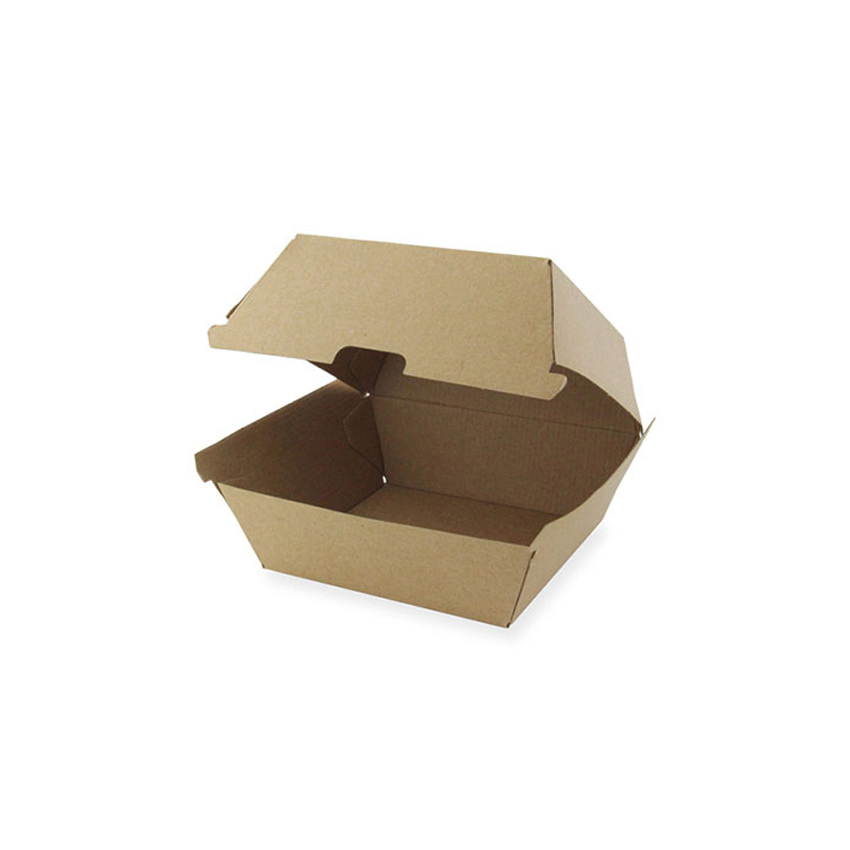 Packnwood Kraft Corrugated Clamshell Hamburger Take Out Box, 5.7" x 5.3" x 3.2" - Case of 500 image 3