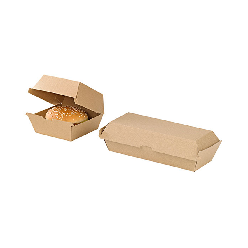 Packnwood Kraft Corrugated Hot Dog Clamshell, 9.9" x 4.25" x 2.6" H, Case of 200 image 1