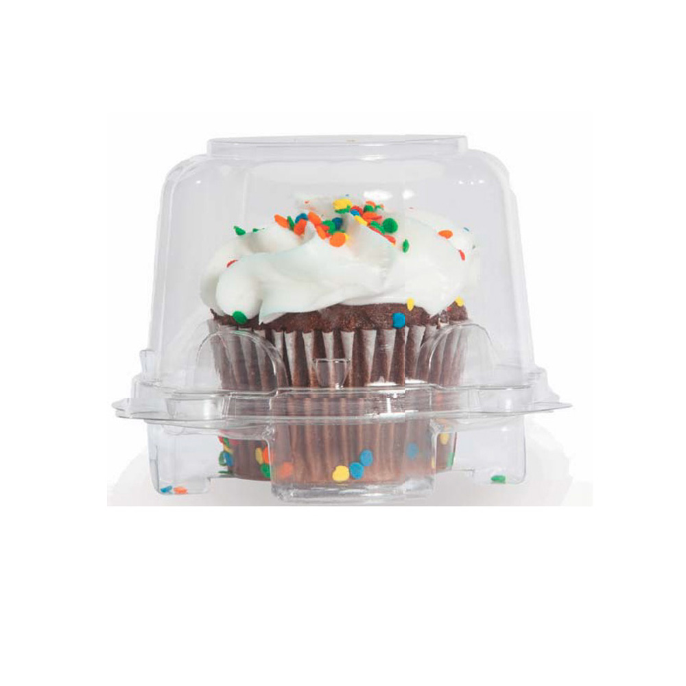 One Compartment Clear Hinged Cupcake Container, Pack of 5 image 1