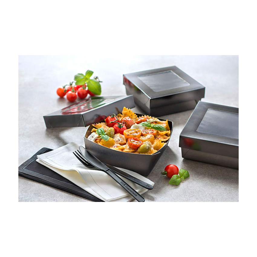 Packnwood Bakeable Black Kray Box with Lid, 3.9" x 3.9" x 1.6" - Case of 100 image 1