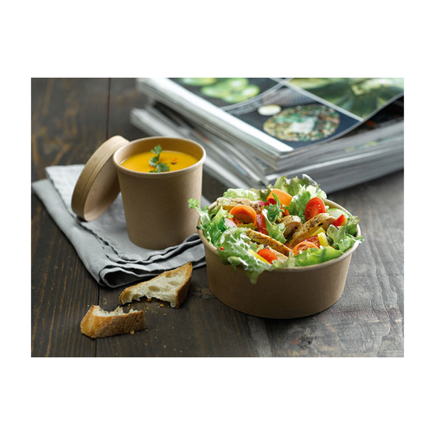 Packnwood Round Kraft Salad Bucket with PET Lid Included, 38 oz., 7.2" H, Case of 200 image 1