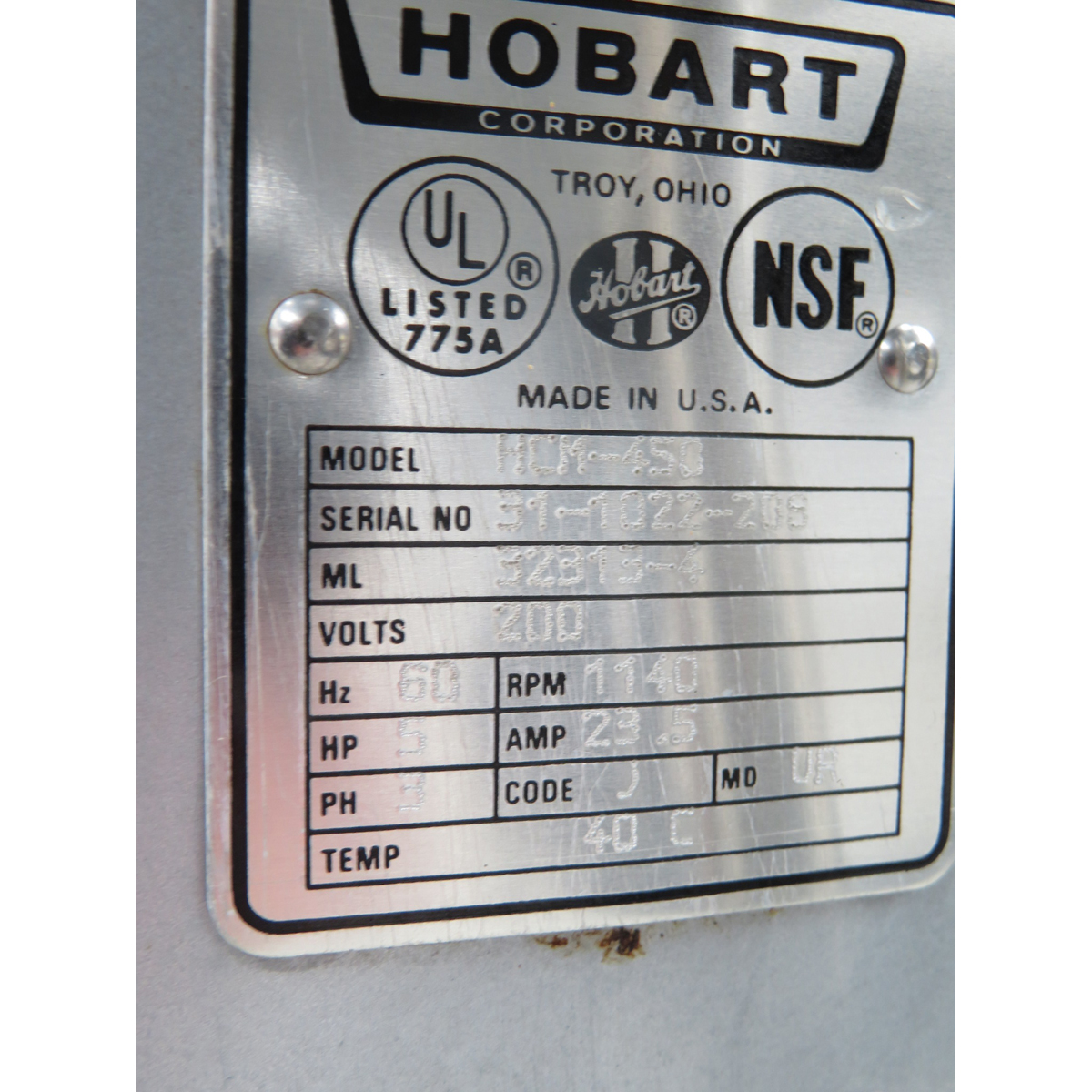 Hobart HCM-450 45 Quart - Brand New Blades - Vertical Cutter Mixer, Used Great Condition image 4