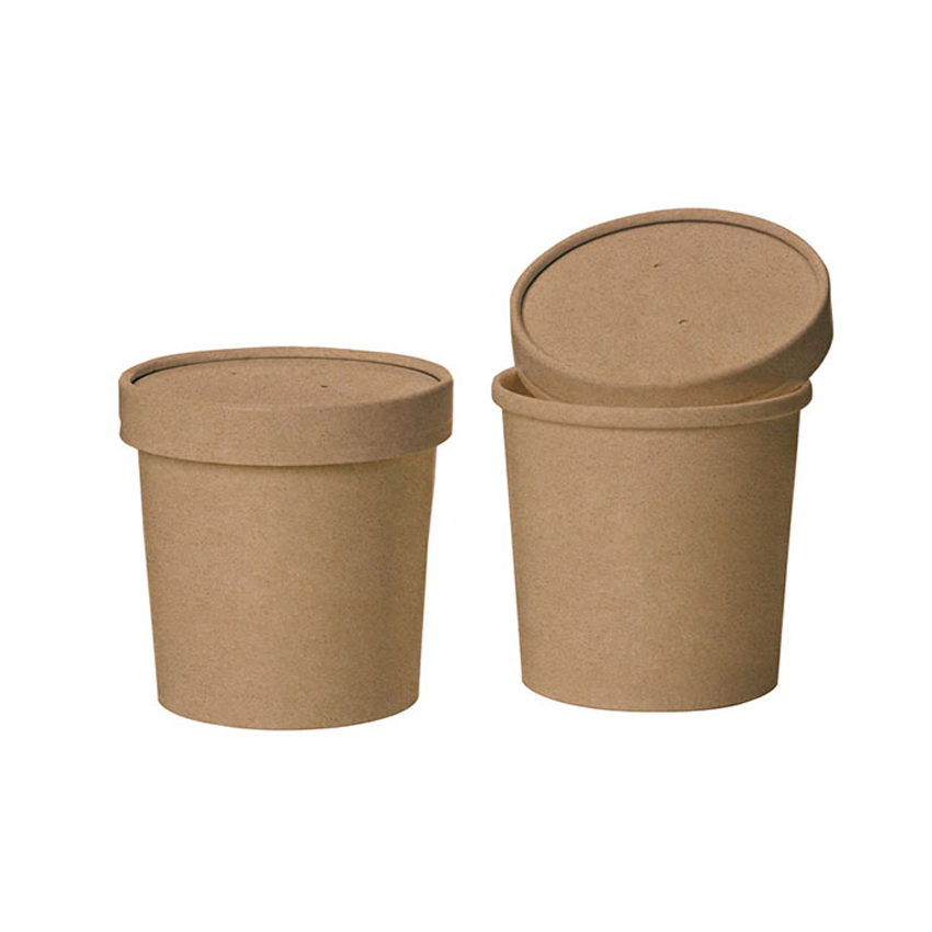 Packnwood Brown Kraft Soup Cup with Kraft Lid, 2.9" Dia. x 2.2" - Case of 500 image 2