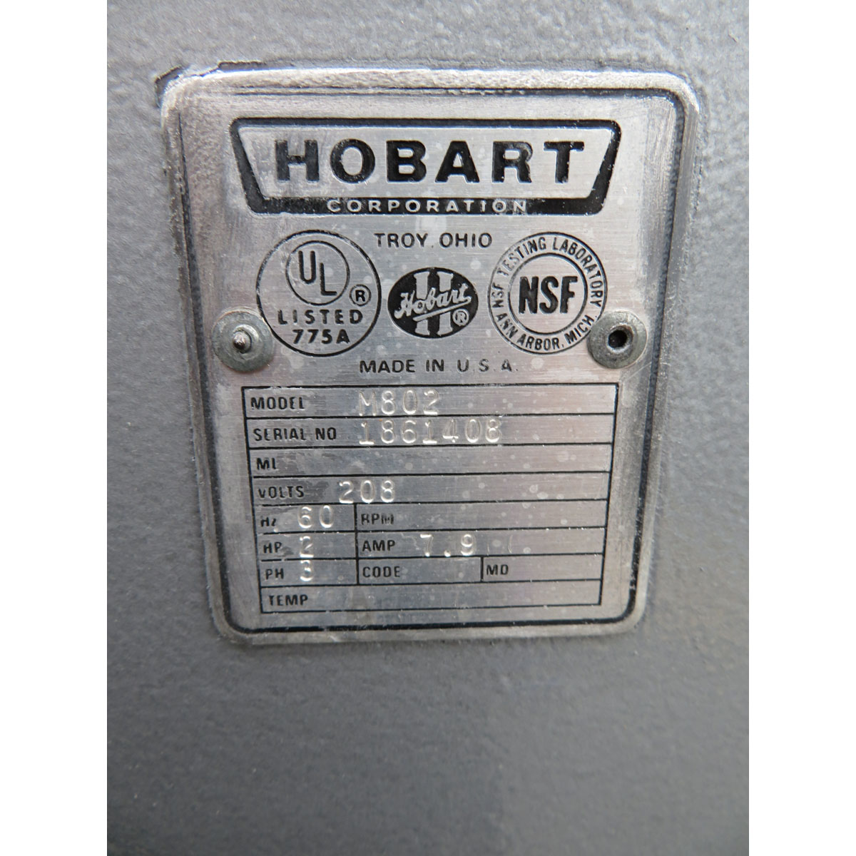 Hobart 80 Quart M802 Mixer with Safety Guard, Used Excellent Condition image 4